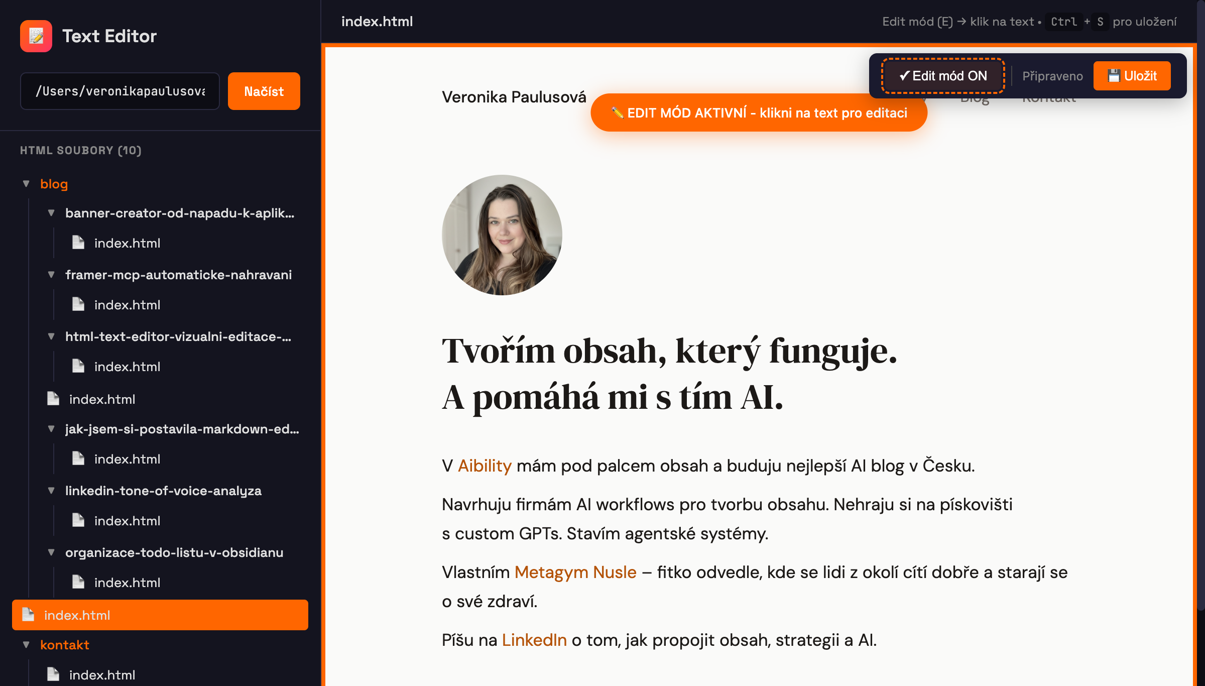 HTML Text Editor - vizuální editace webových stránek